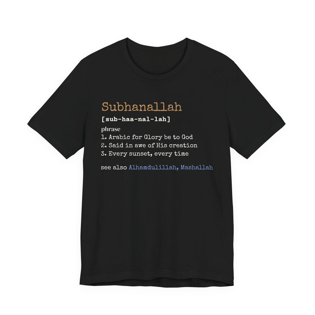 Subhanallah Definition Islamic Shirt | Islamic Meaning Glory Muslim Sunset | AdabStars Islamic Apparel
