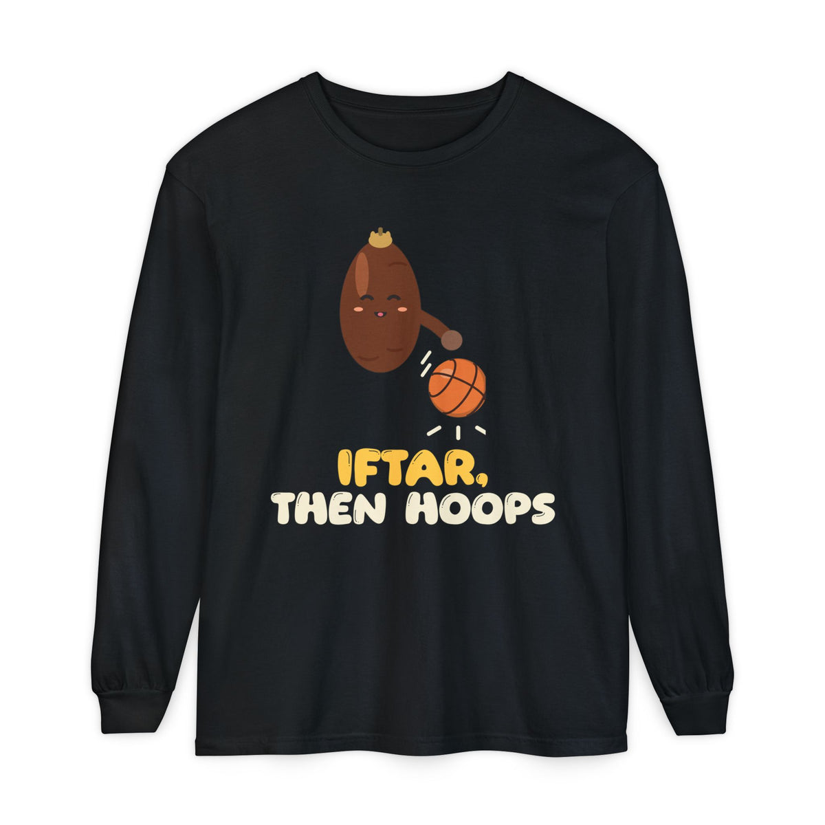 Iftar Then Hoops Long Sleeve Shirt | Ramadan Basketball Kids Iftar Then Hoops Date Dribbling | AdabStars Islamic Kids Apparel