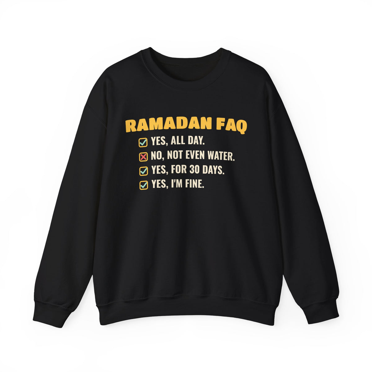 Ramadan FAQ Crewneck Sweatshirt in Black – AdabStars