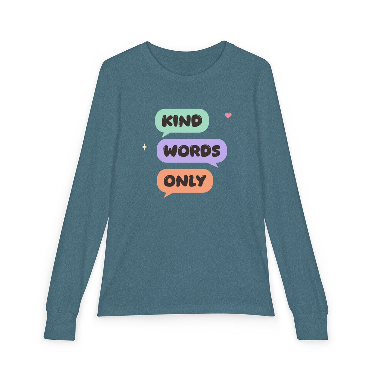 Kind Words Only Ramadan Kids Long Sleeve Shirt | Adab Kids Kind Words Only Speech Bubbles Gentle Muslim | AdabStars Islamic Kids Apparel