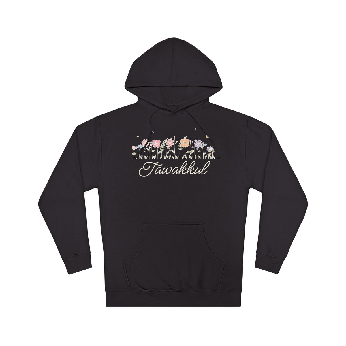 Tawakkul Meadow Flowers Islamic Hoodie in Black – AdabStars