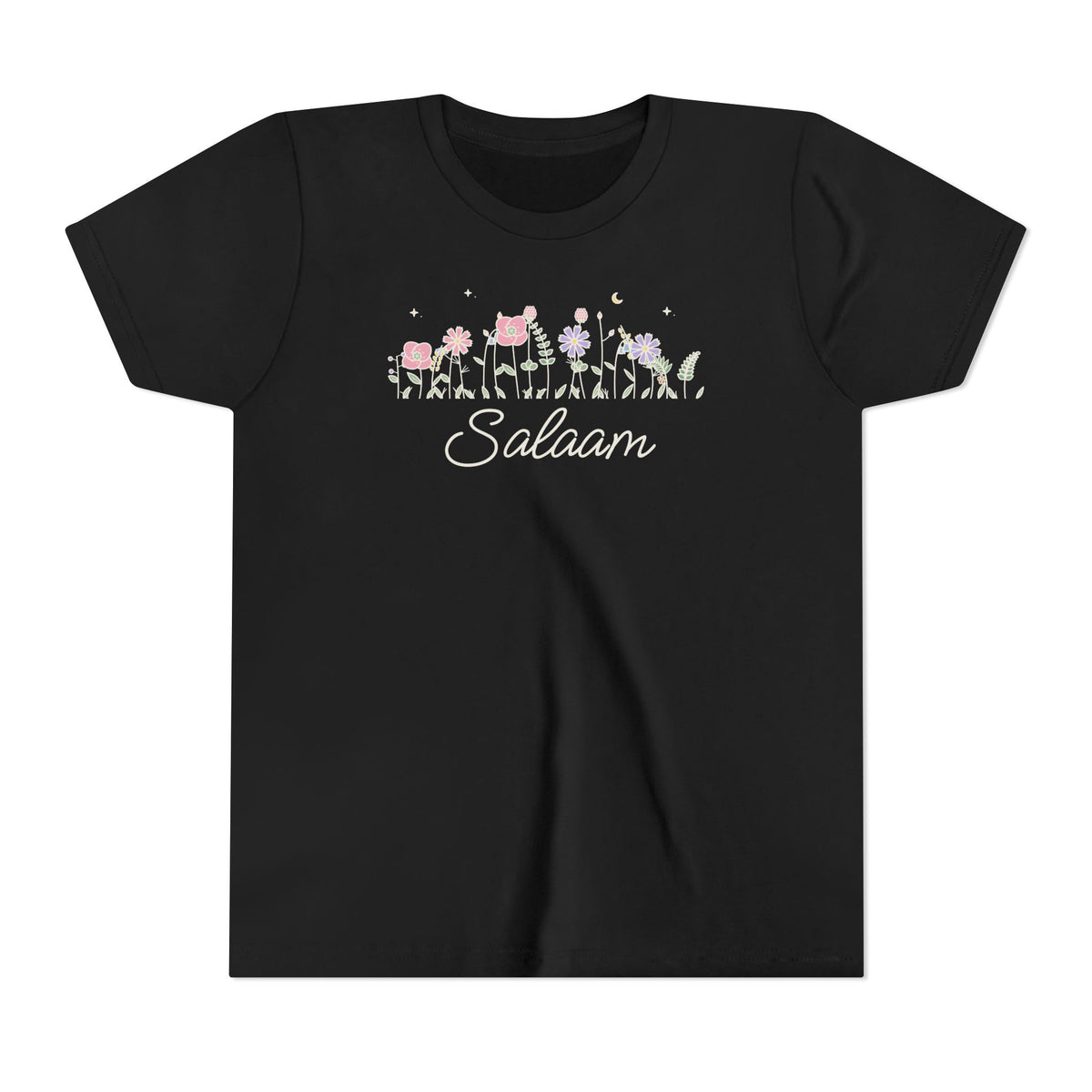 Salaam Meadow Flowers Islamic Kids T-Shirt in Black – AdabStars