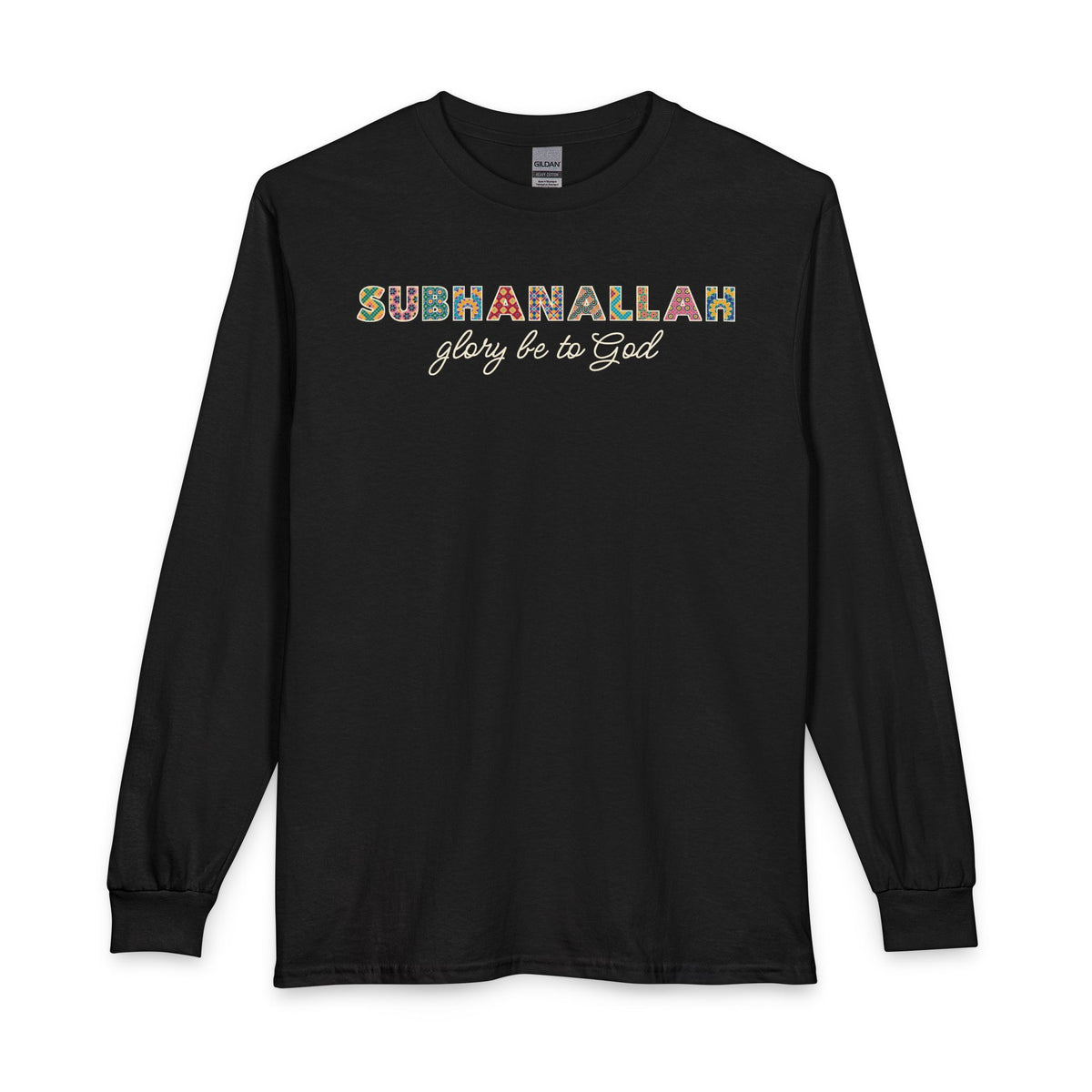 Subhanallah Patterned Letters Islamic Long Sleeve Shirt in Black – AdabStars