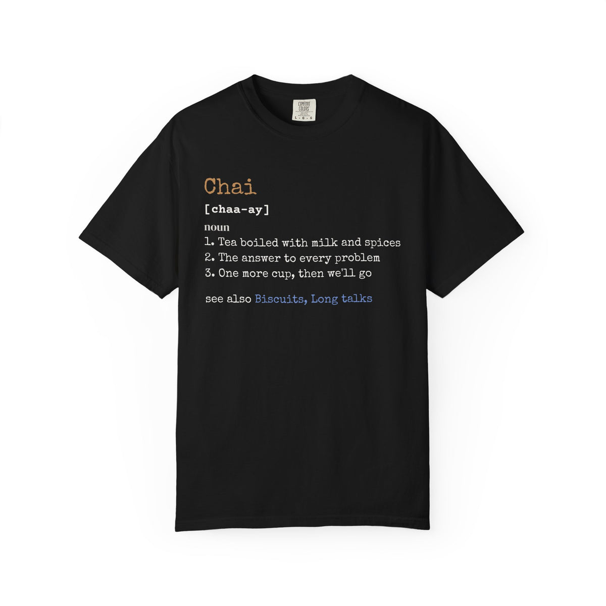 Chai Definition Ramadan Heavyweight Tee | Desi Tea Lover Funny Masala Milk Spice Word | AdabStars Islamic Apparel