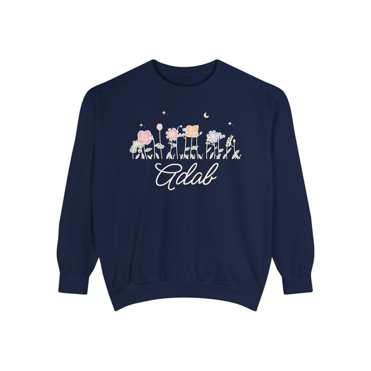 Adab Meadow Flowers Premium Sweatshirt in True Navy – AdabStars