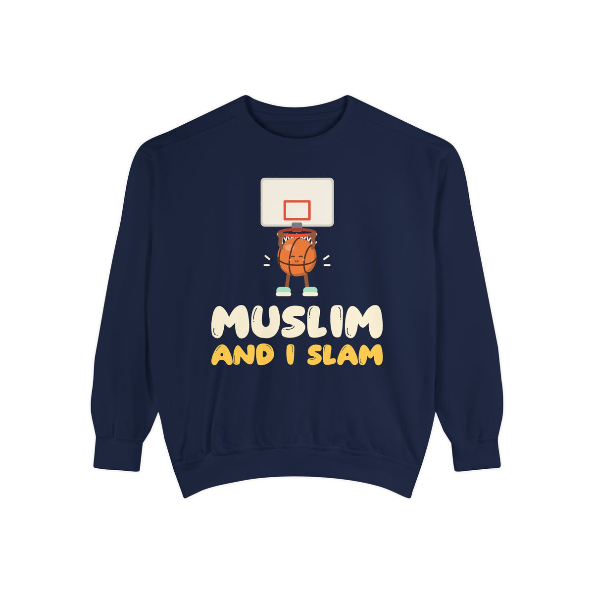 Muslim And I Slam Muslim Sweatshirt | Kids Basketball Rhyme Dunking Ball Pun | AdabStars Islamic Kids Apparel