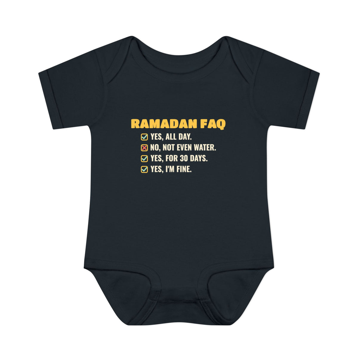 Ramadan FAQ Baby Bodysuit in Black – AdabStars