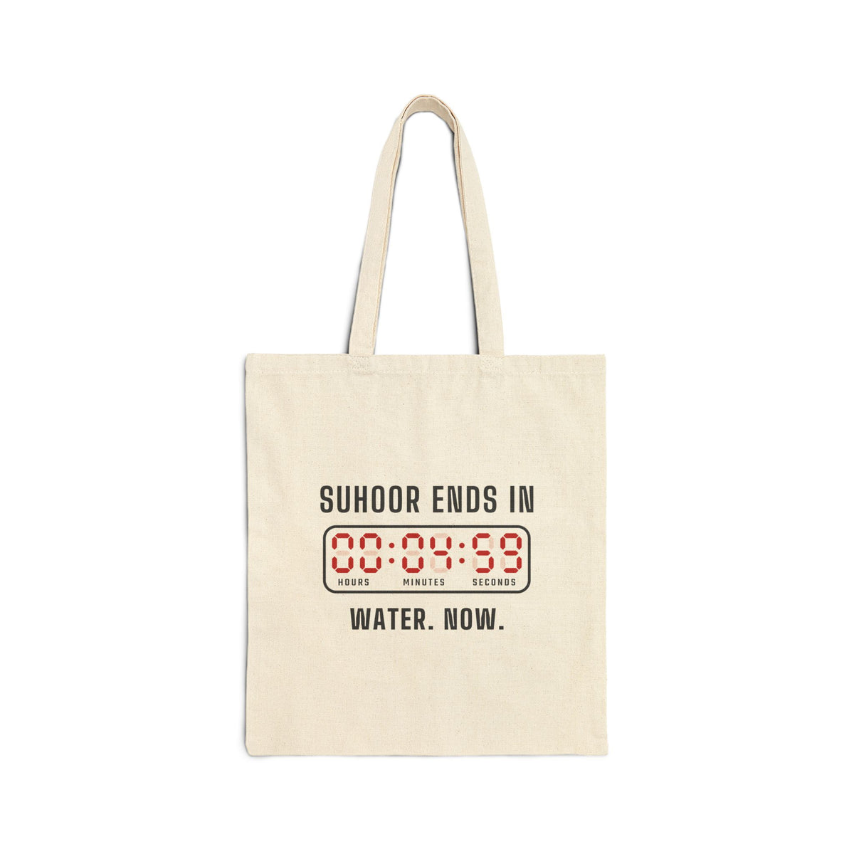 Suhoor Ends In 00:04:59 Canvas Tote Bag in Natural, double-sided print – AdabStars