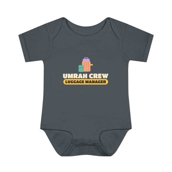 Umrah Crew Luggage Manager Baby Bodysuit in Charcoal – AdabStars