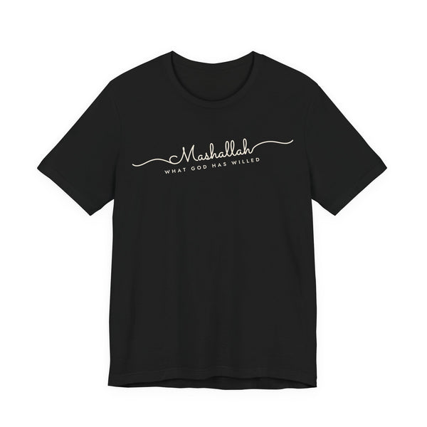 Mashallah Fine Line Script Islamic Unisex T-Shirt in Black – AdabStars