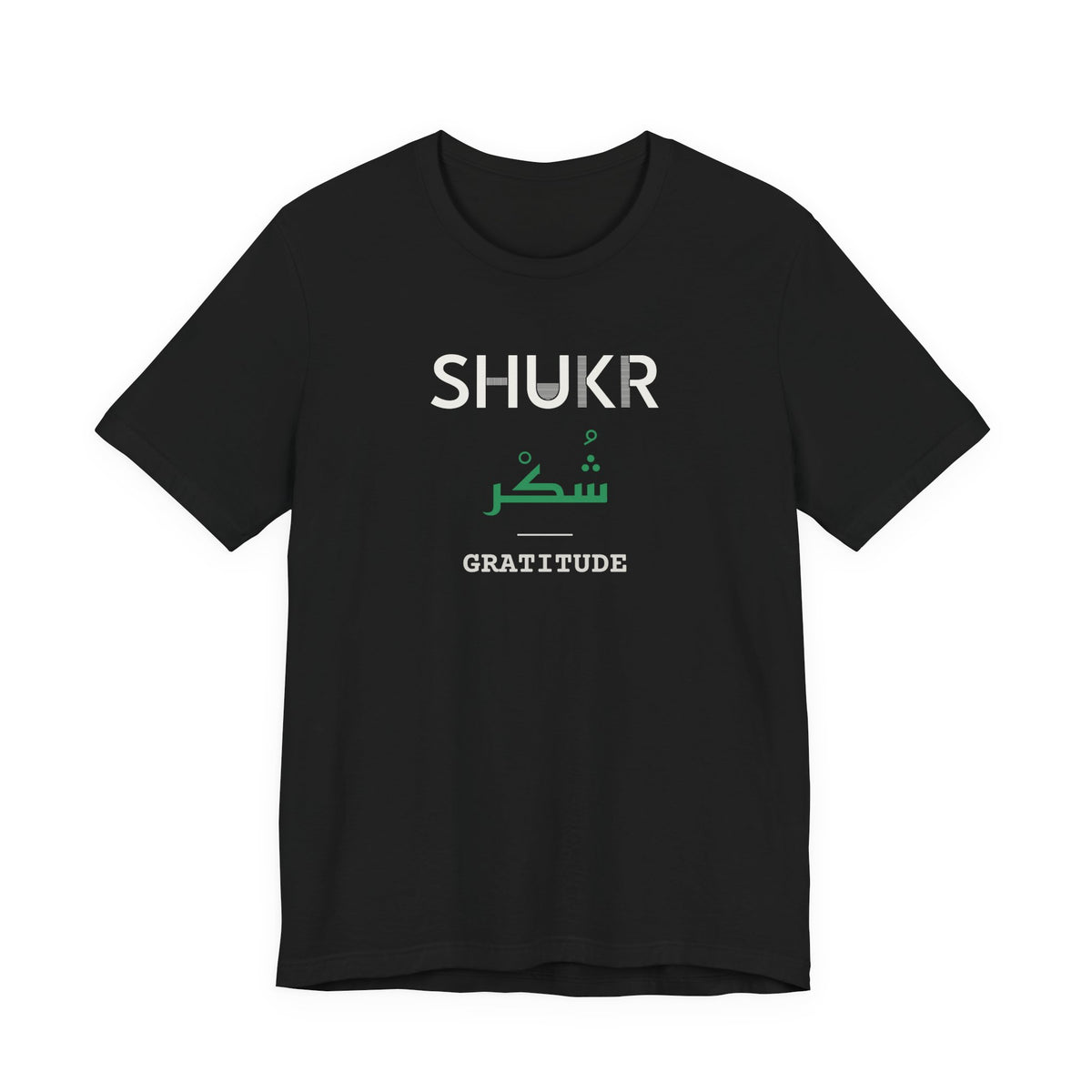 Shukr Dual Language with English Meaning Islamic Unisex T-Shirt in Black – AdabStars