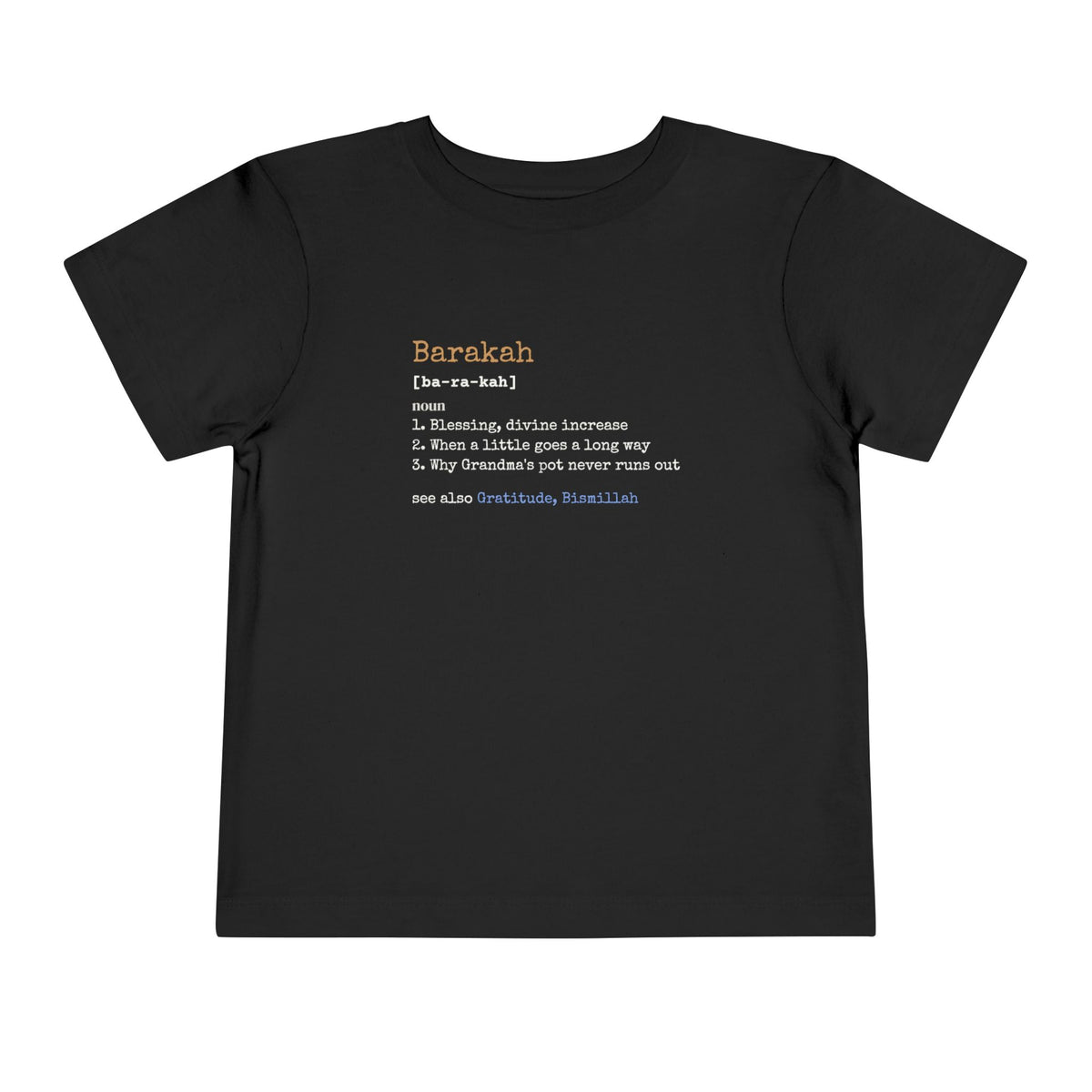Barakah Definition Islamic Toddler T-Shirt in Black – AdabStars