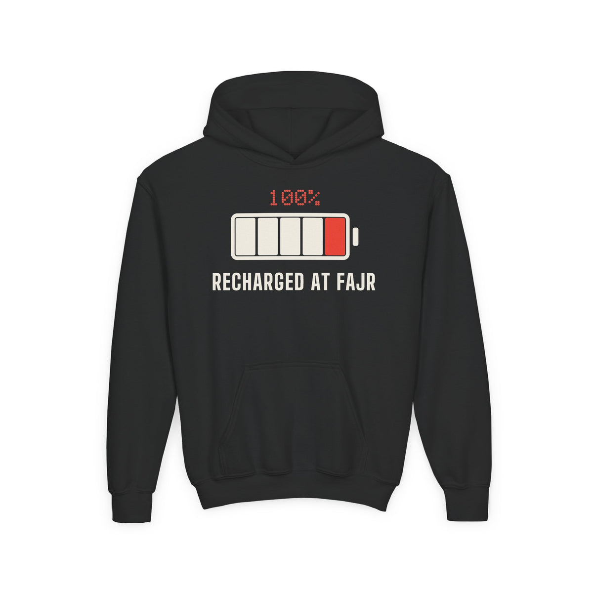 Recharged at Fajr Islamic Kids Hoodie in Black – AdabStars