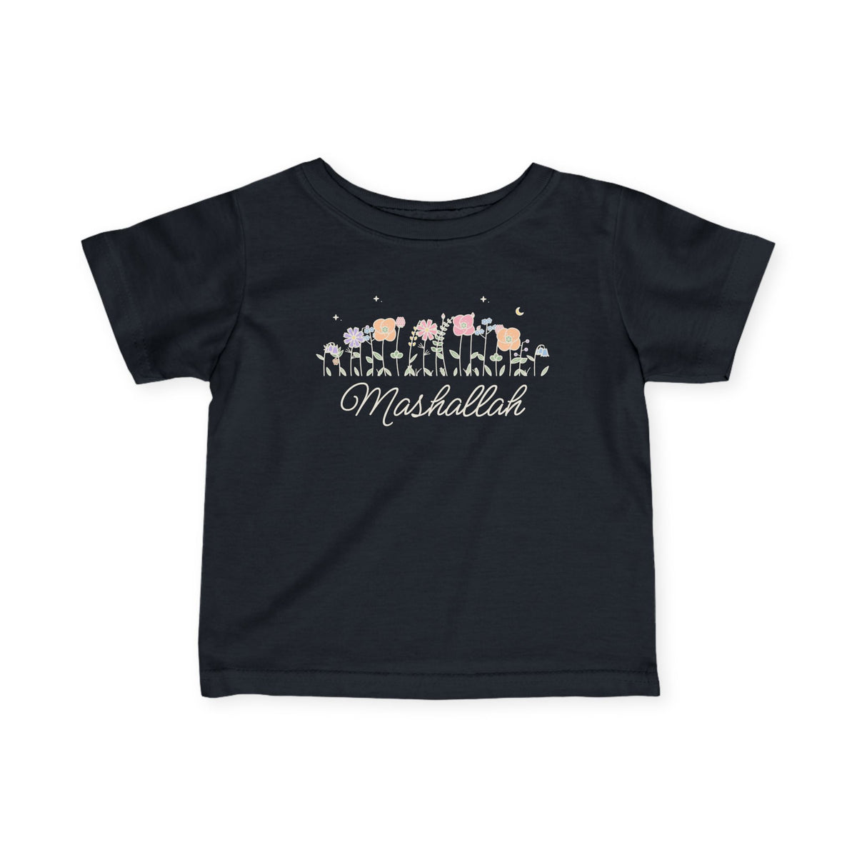 Mashallah Meadow Flowers Islamic Baby T-Shirt in Black – AdabStars