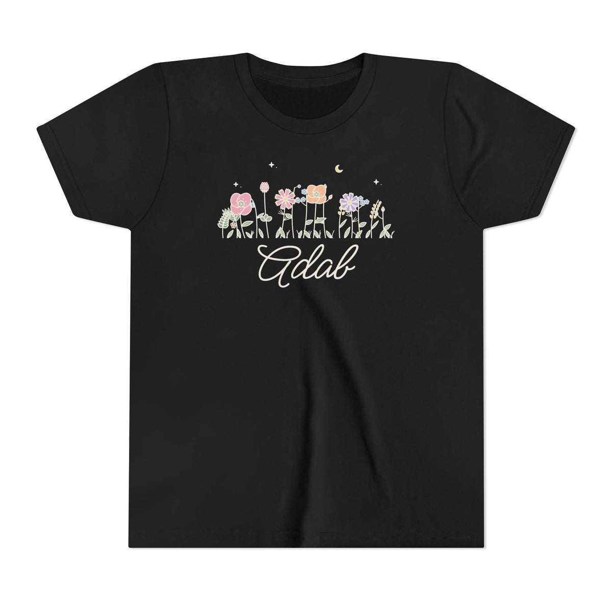 Adab Meadow Flowers Islamic Kids T-Shirt in Black – AdabStars
