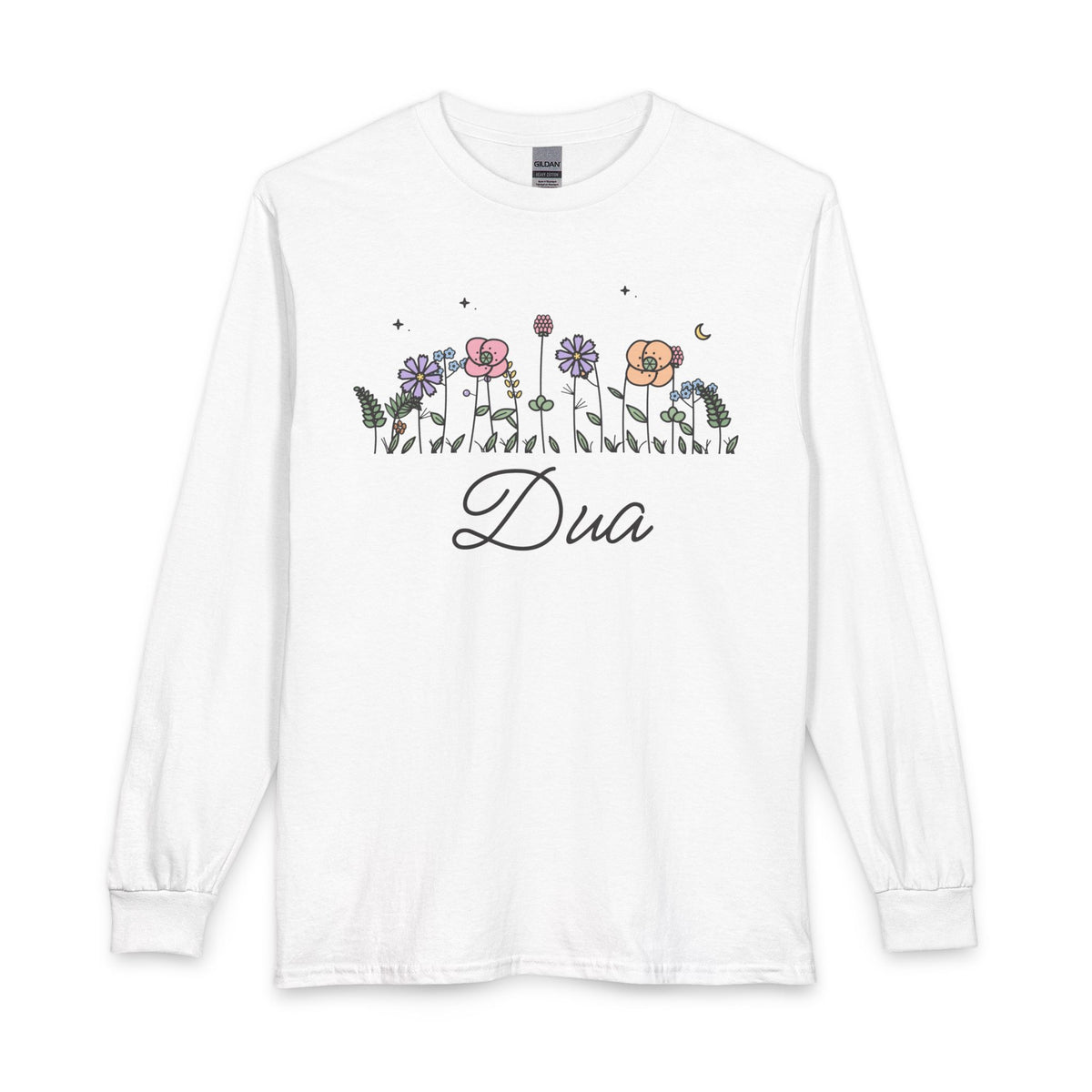 Dua Meadow Flowers Islamic Long Sleeve Tee | Script Lettering, Supplication Islamic | AdabStars Islamic Apparel