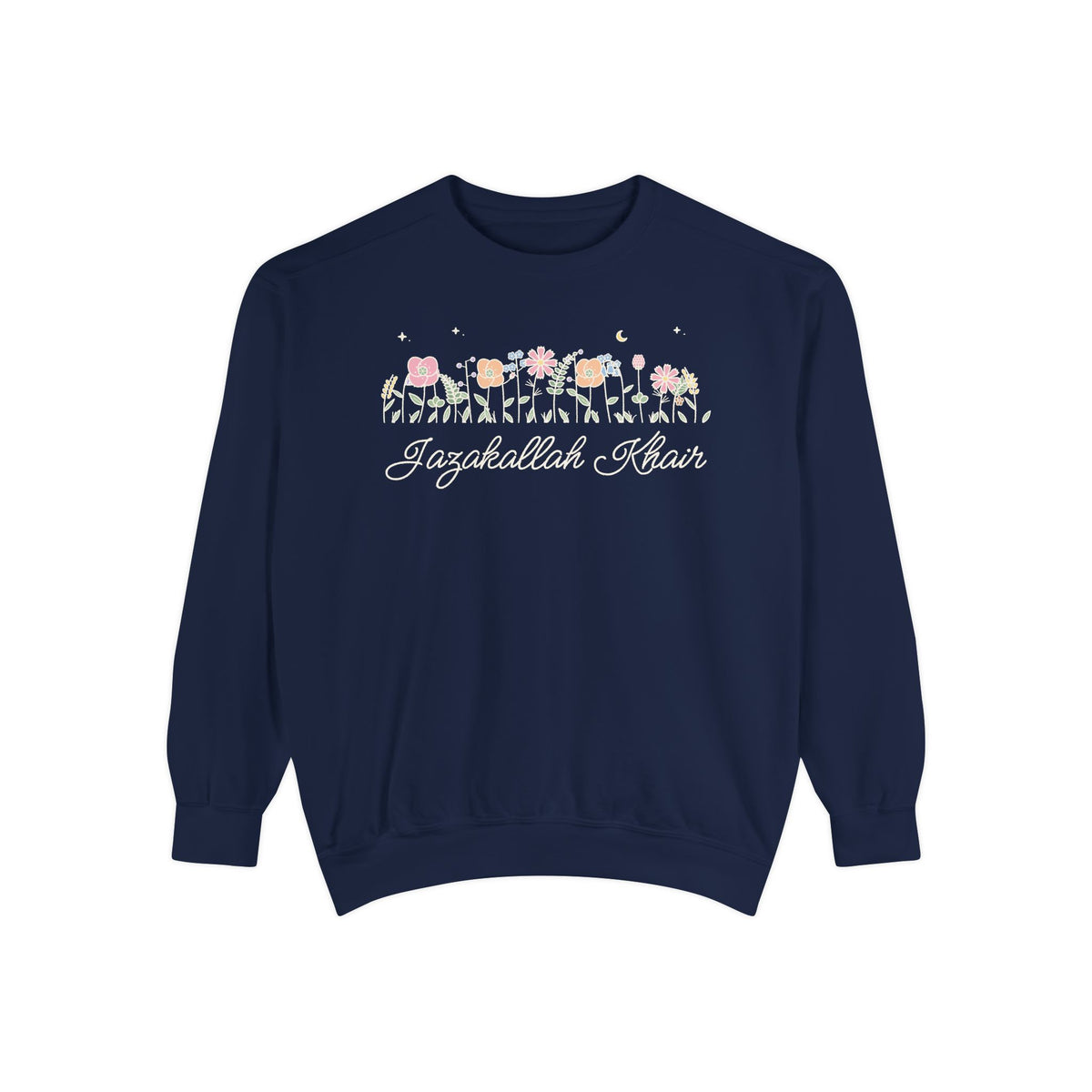 Jazakallah Khair Meadow Flowers Premium Sweatshirt in True Navy – AdabStars