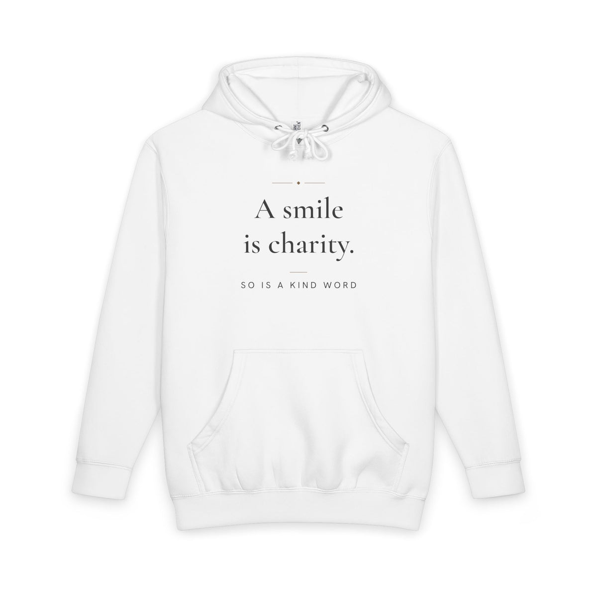 A smile is charity Islamic Heavyweight Premium Heavyweight Hoodie in White, front and back print – AdabStars