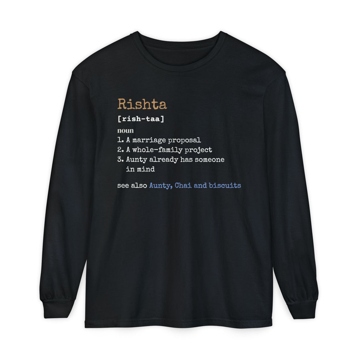 Rishta Definition Ramadan Long Sleeve Shirt | Desi Funny Marriage Proposal Aunty | AdabStars Islamic Apparel