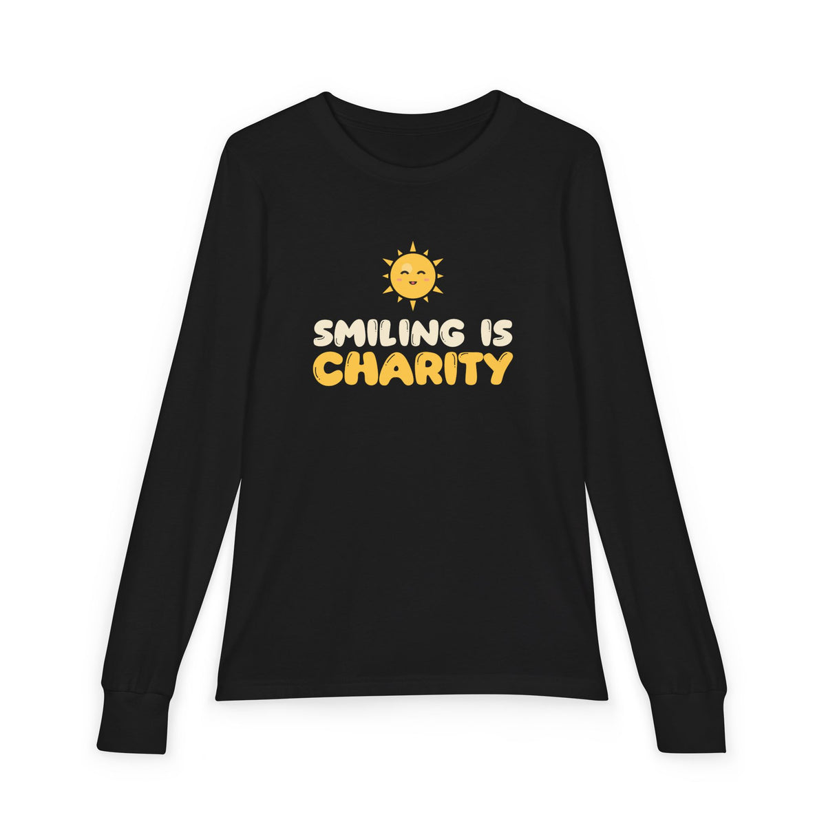 Smiling Is Charity Islamic Kids Long Sleeve Shirt | Muslim Kids Islamic Kindness Happy Sun | AdabStars Islamic Kids Apparel