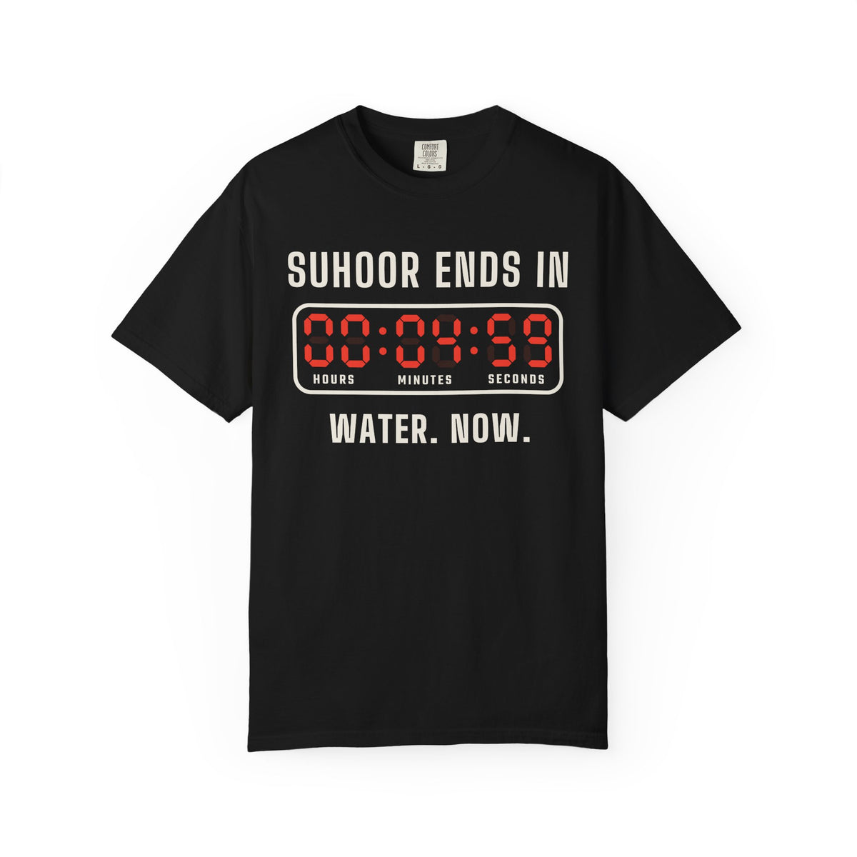 Suhoor Ends In 00:04:59 Heavyweight T-Shirt in Black – AdabStars