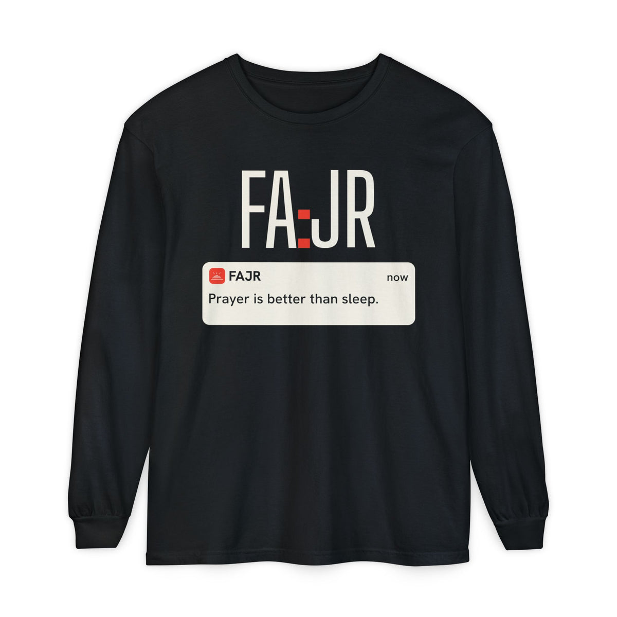 Prayer Is Better Than Sleep Islamic Heavyweight Long Sleeve Shirt in Black – AdabStars