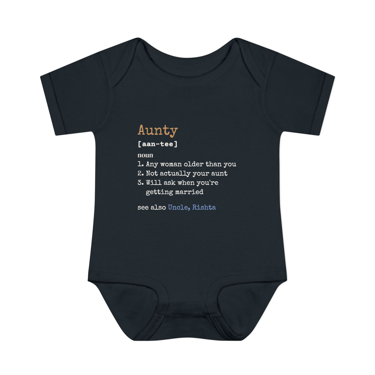 Aunty Definition Islamic Baby Bodysuit in Black – AdabStars