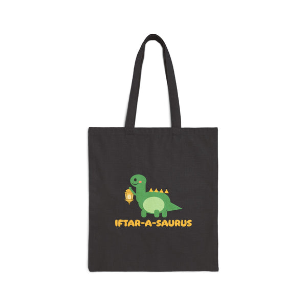 Iftar-A-Saurus Canvas Tote Bag in Black, double-sided print – AdabStars