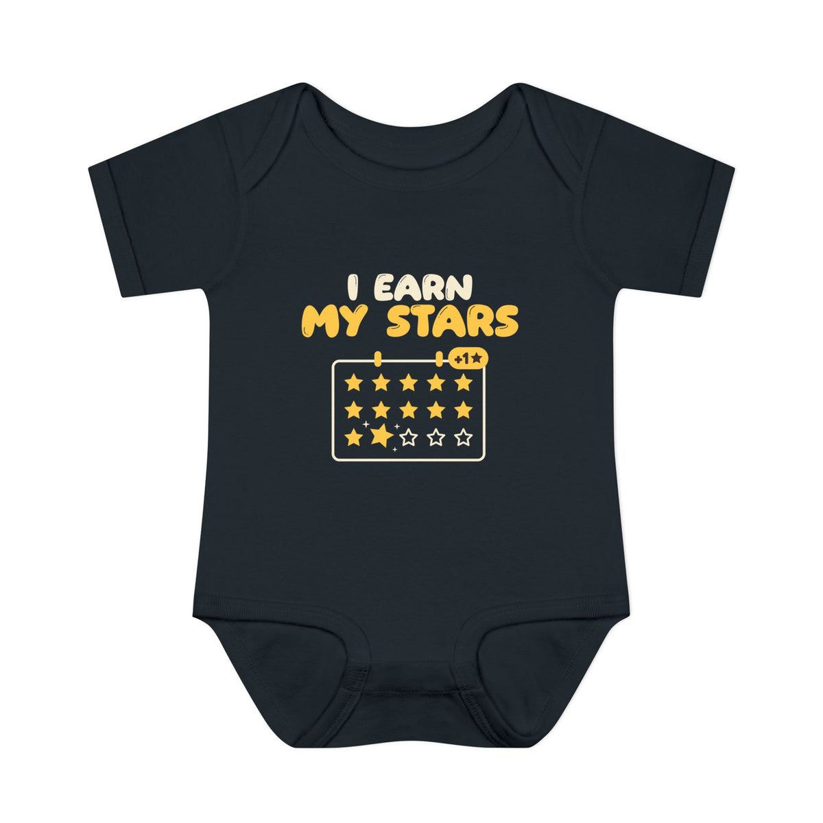 I Earn My Stars Islamic Baby Bodysuit in Black – AdabStars