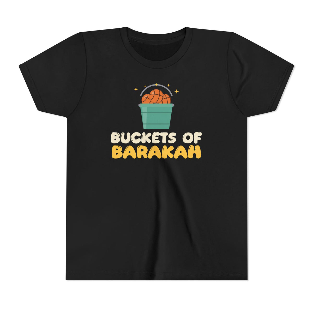 Buckets Of Barakah Muslim Kids Tee | Muslim Kids Basketball Pun Buckets Of Barakah Blessings | AdabStars Islamic Kids Apparel