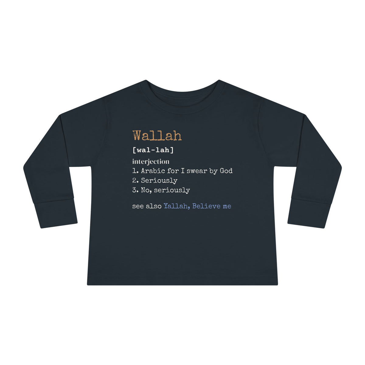 Wallah Definition Islamic Toddler Toddler Long Sleeve Shirt in Black – AdabStars