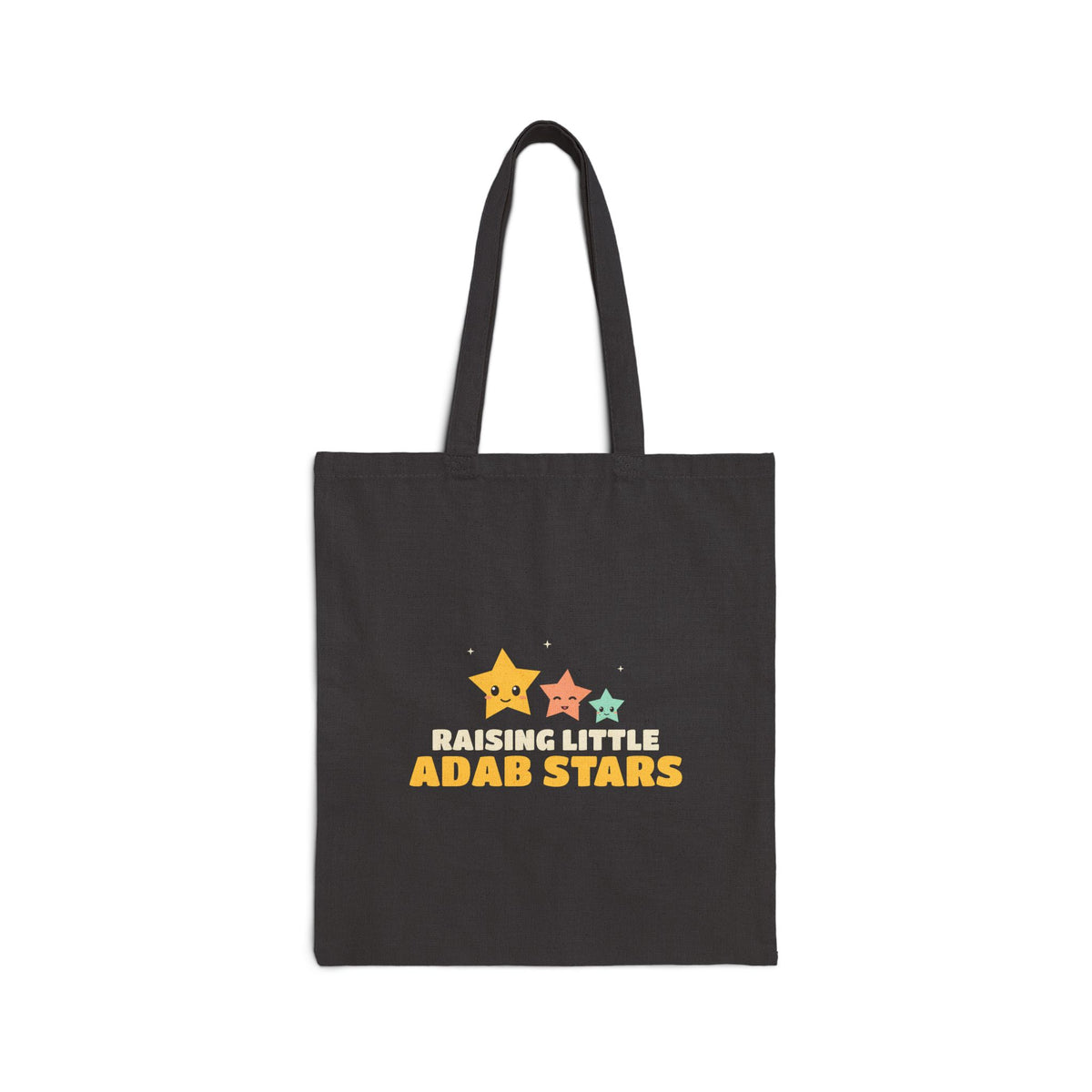 Raising Little Adab Stars Canvas Tote Bag in Black, one-sided print – AdabStars