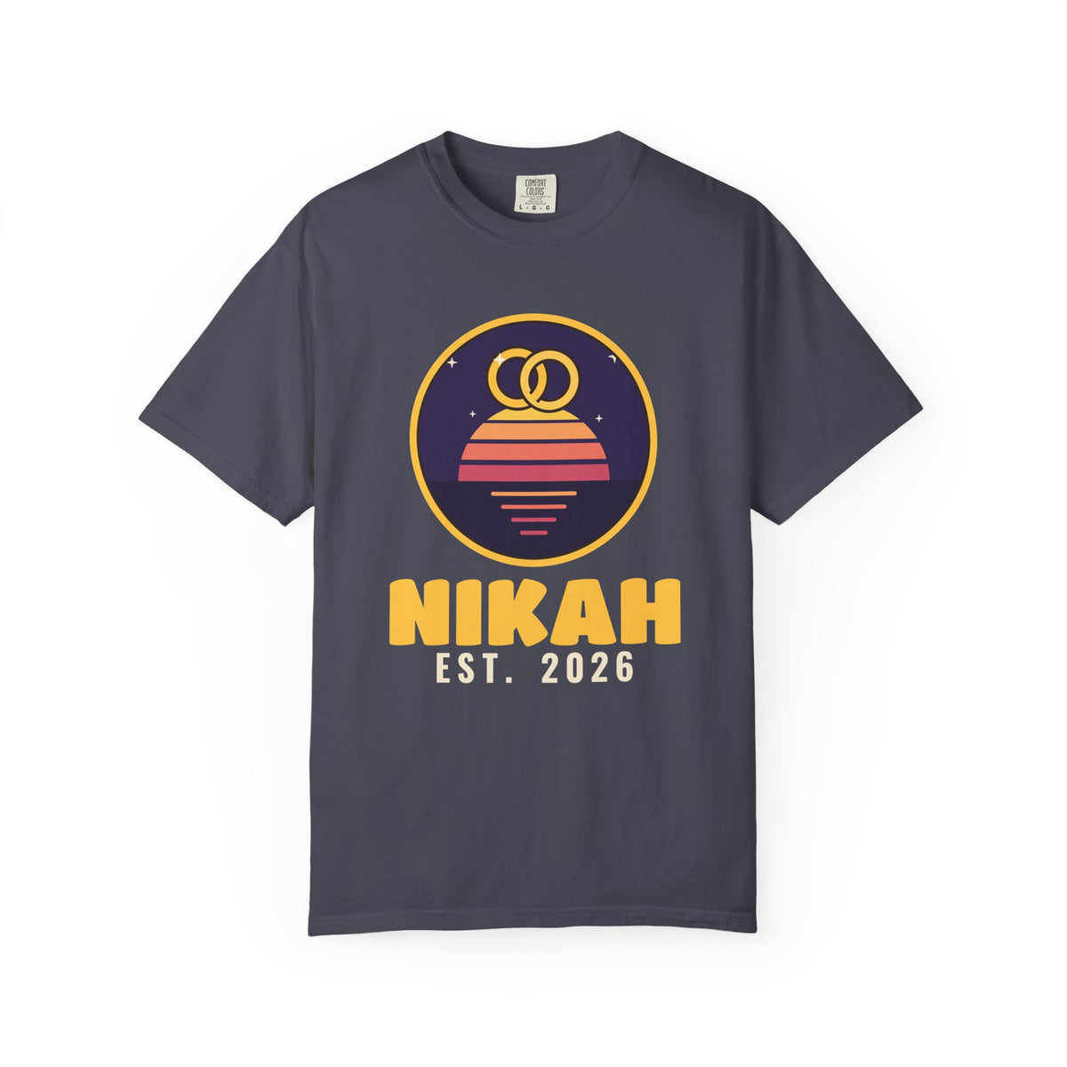 Nikah Est. 2026 Islamic Heavyweight T-Shirt in Navy – AdabStars