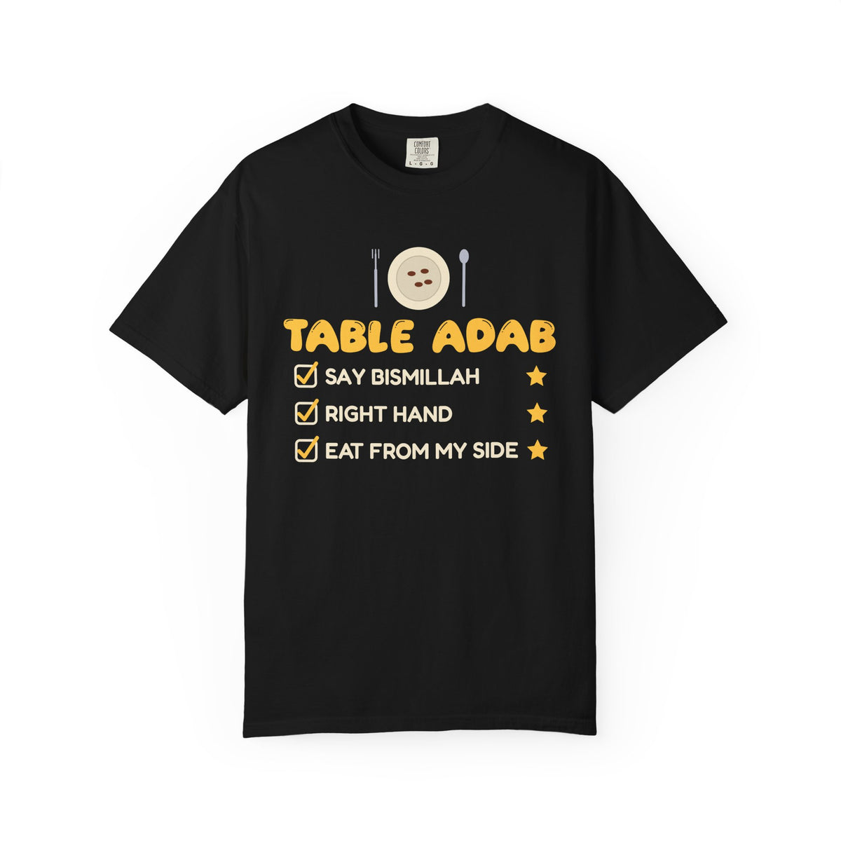 Table Adab Islamic Heavyweight T-Shirt in Black – AdabStars