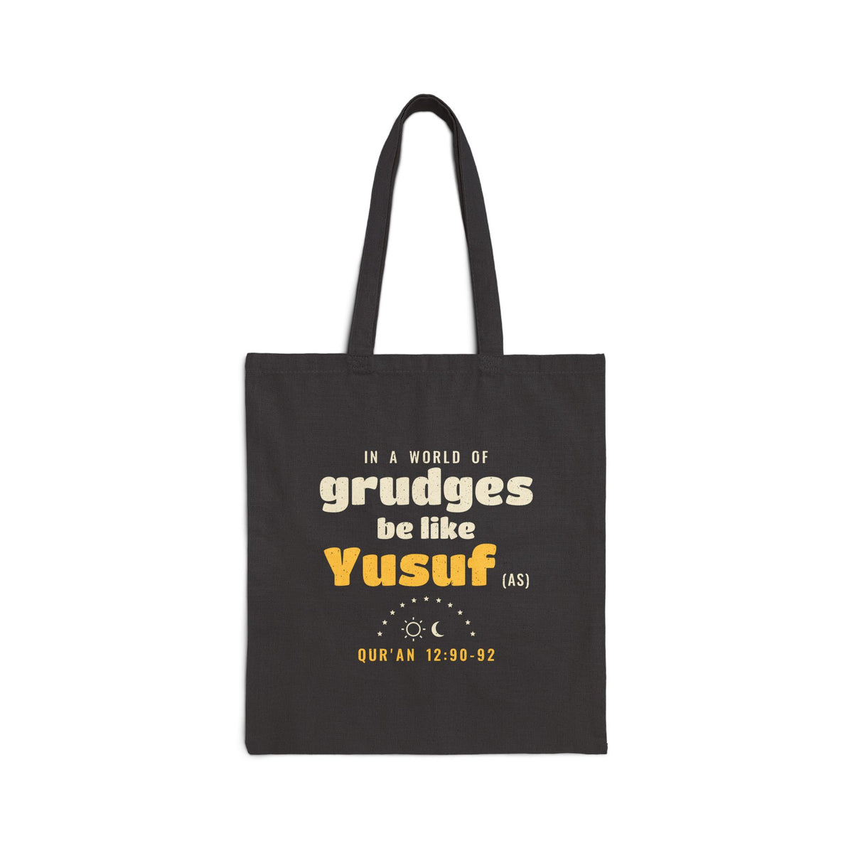 Be Like Yusuf (AS) Canvas Tote Bag in Black, one-sided print – AdabStars