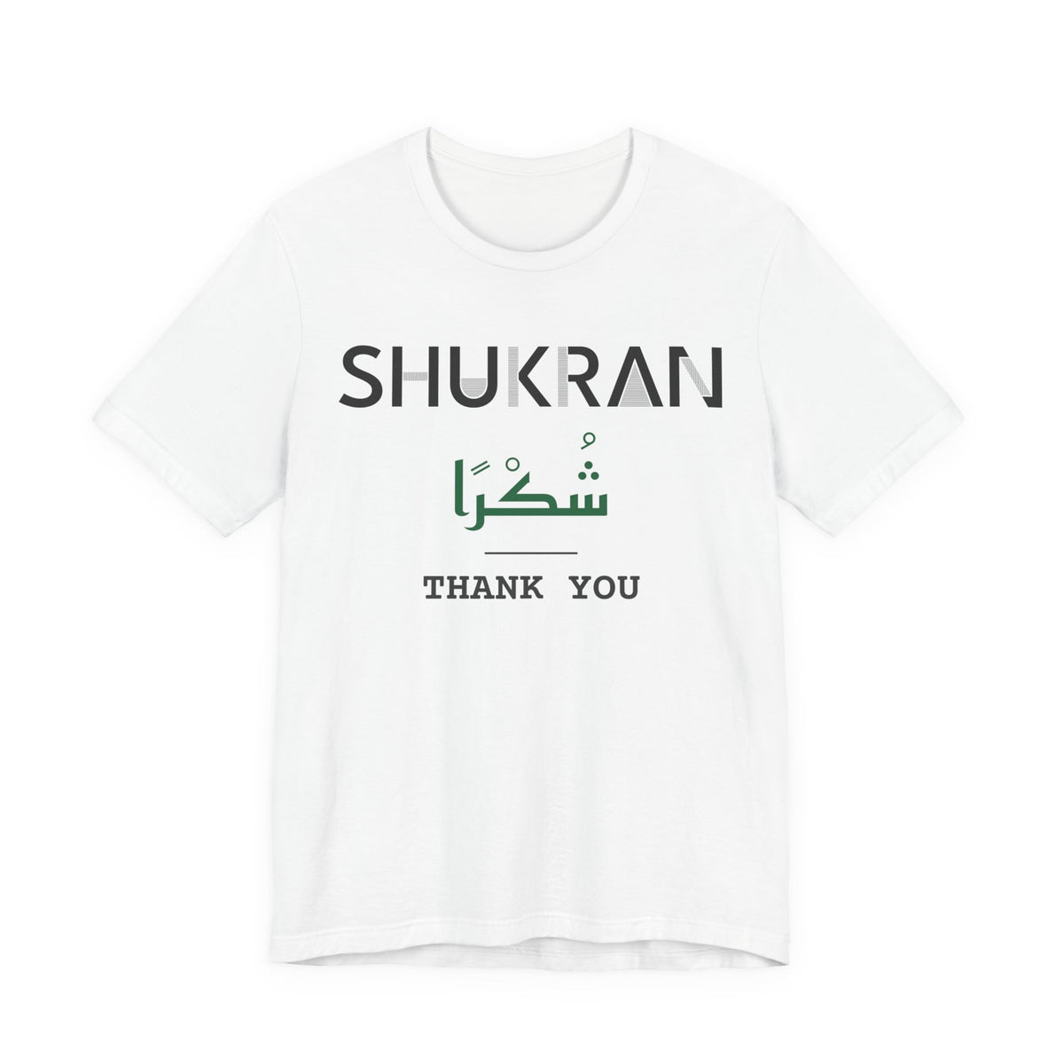 Shukran Dual Language with English Meaning Islamic Unisex T-Shirt in White – AdabStars