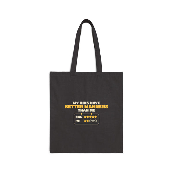 Better Manners Than Me Canvas Tote Bag in Black, double-sided print – AdabStars