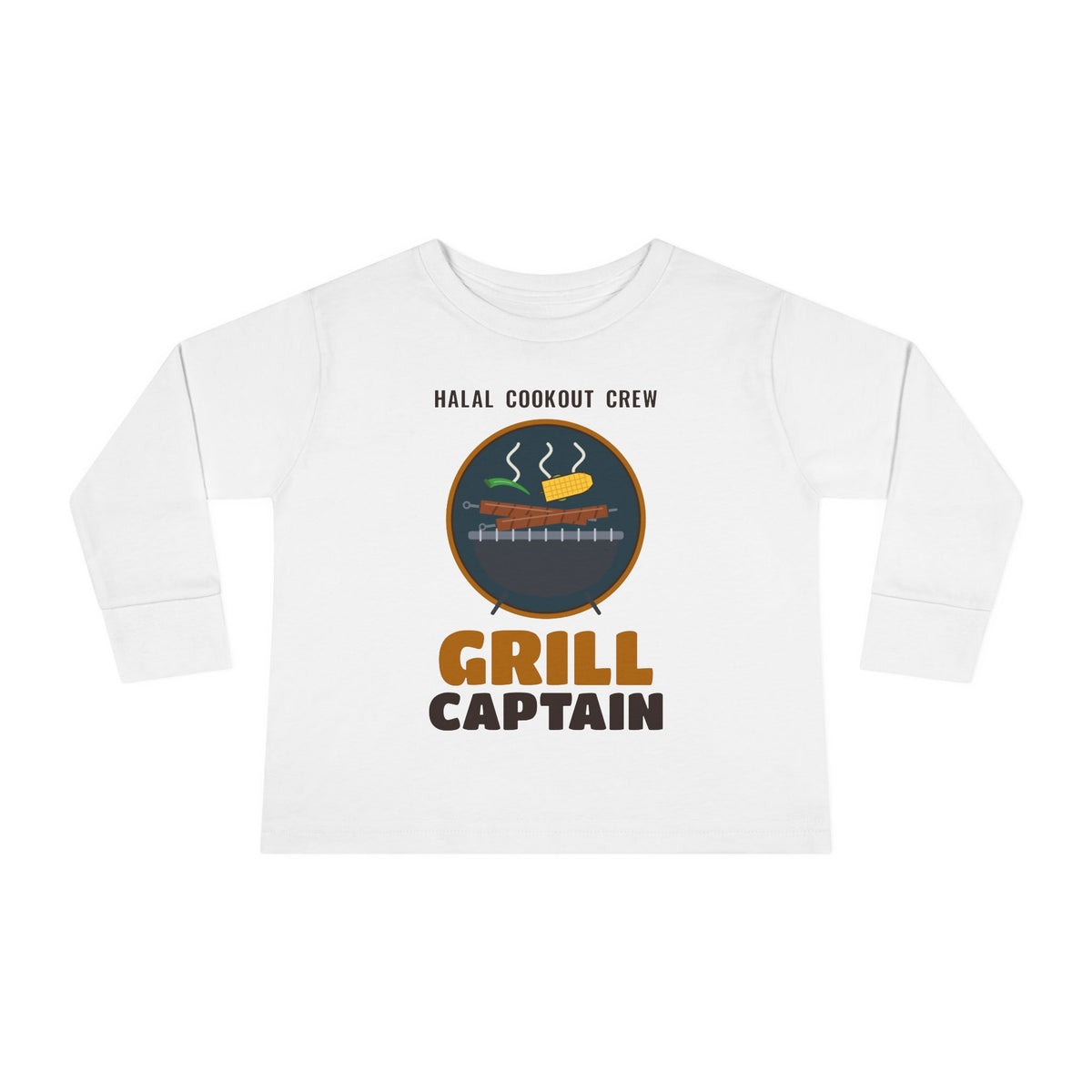 Grill Captain Halal Cookout Toddler Long Sleeve Shirt in White – AdabStars
