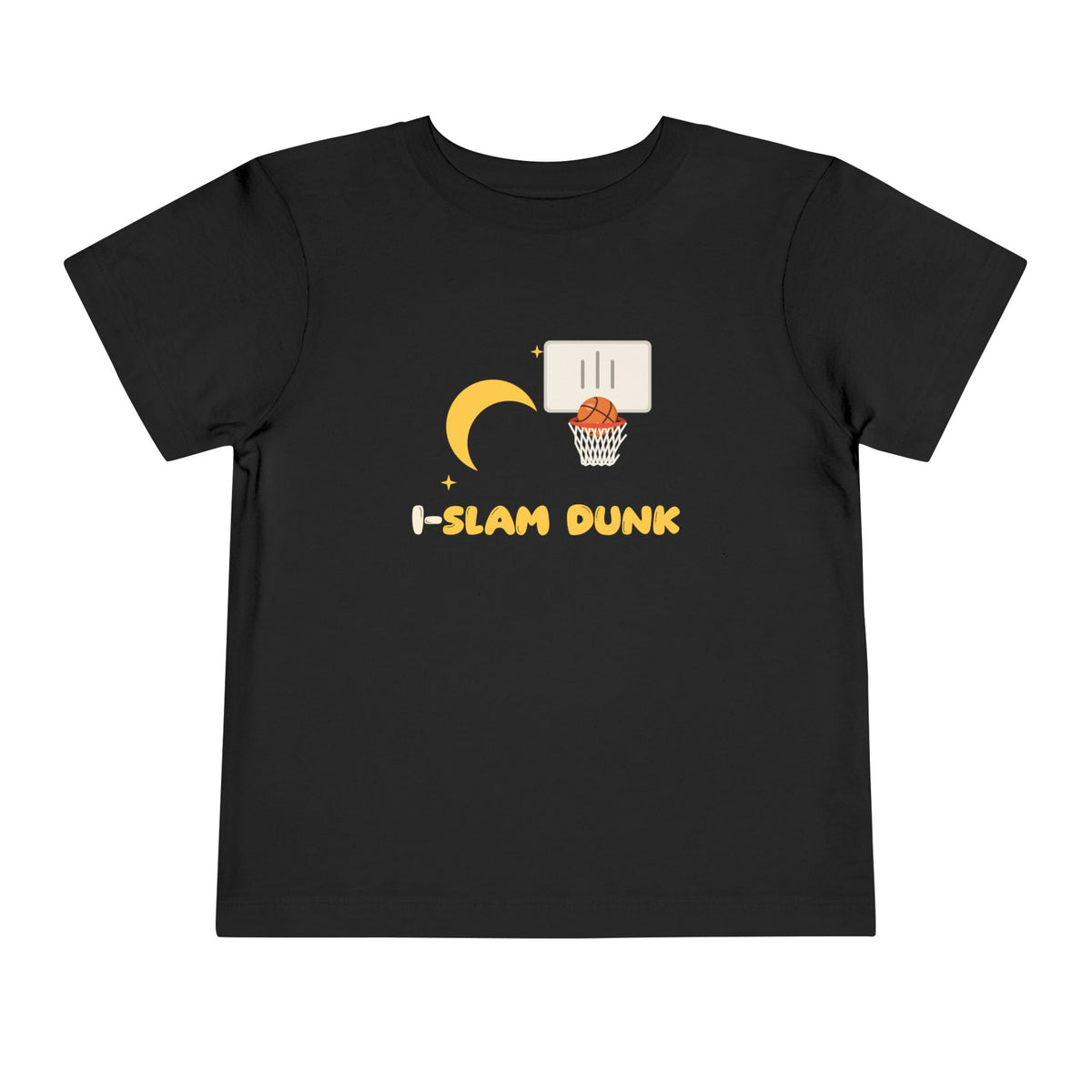 I Slam Dunk Muslim Toddler Tee | Islamic Basketball Kids I-Slam Dunk Crescent Moon Wordplay | AdabStars Islamic Kids Apparel