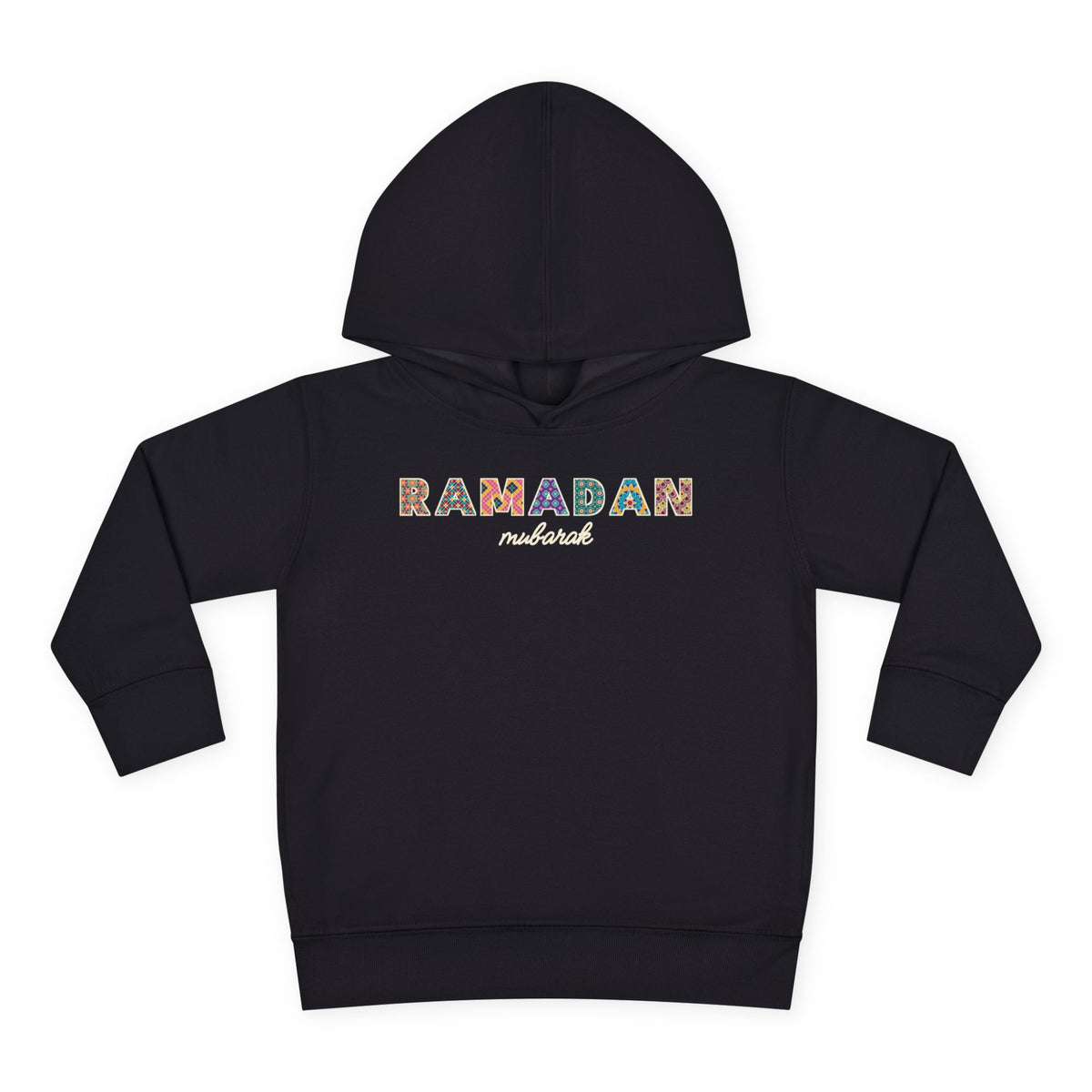 Ramadan Mubarak Patterned Letters Toddler Hoodie in Black – AdabStars