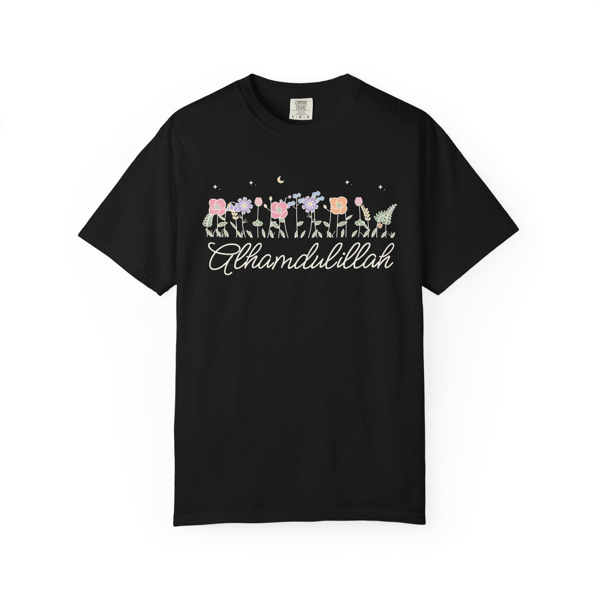 Alhamdulillah Meadow Flowers Islamic Heavyweight T-Shirt in Black – AdabStars