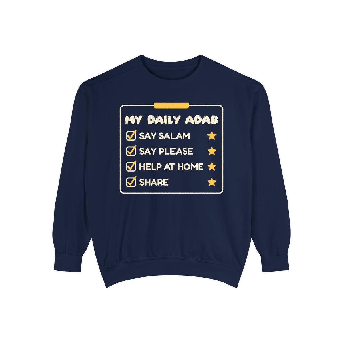 My Daily Adab Ramadan Sweatshirt | Checklist Kids Islamic Manners Salam Share | AdabStars Islamic Kids Apparel