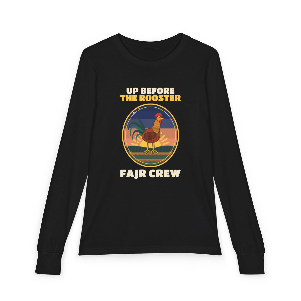 Up Before the Rooster Islamic Kids Kids Long Sleeve Shirt in Black – AdabStars