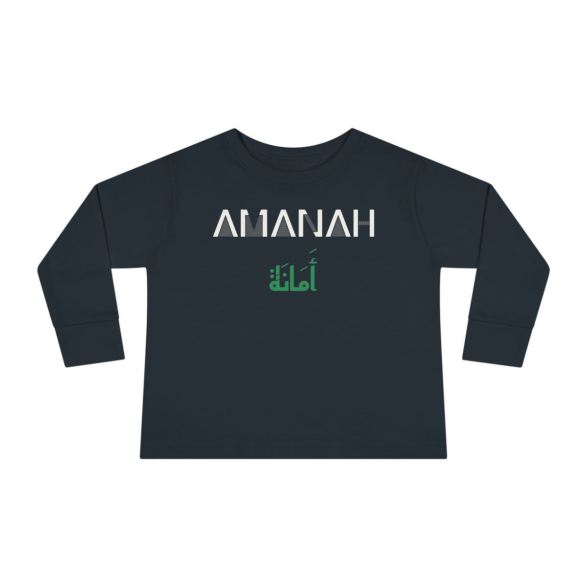 Amanah Dual Language Islamic Toddler Toddler Long Sleeve Shirt in Black – AdabStars
