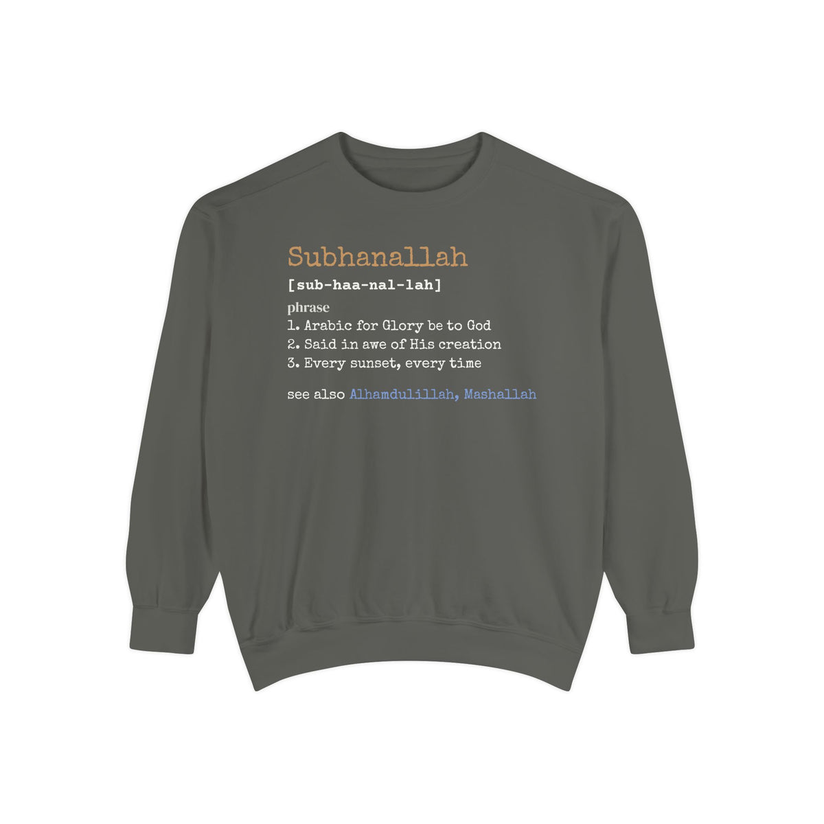 Subhanallah Definition Ramadan Sweatshirt | Islamic Meaning Glory Muslim Sunset | AdabStars Islamic Apparel