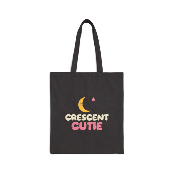 Crescent Cutie Canvas Tote Bag in Black, double-sided print – AdabStars