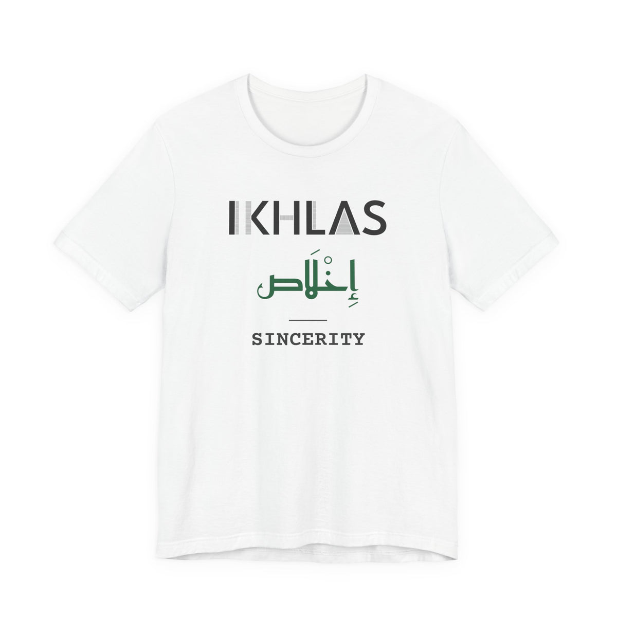 Ikhlas Dual Language with English Meaning Islamic Unisex T-Shirt in White – AdabStars