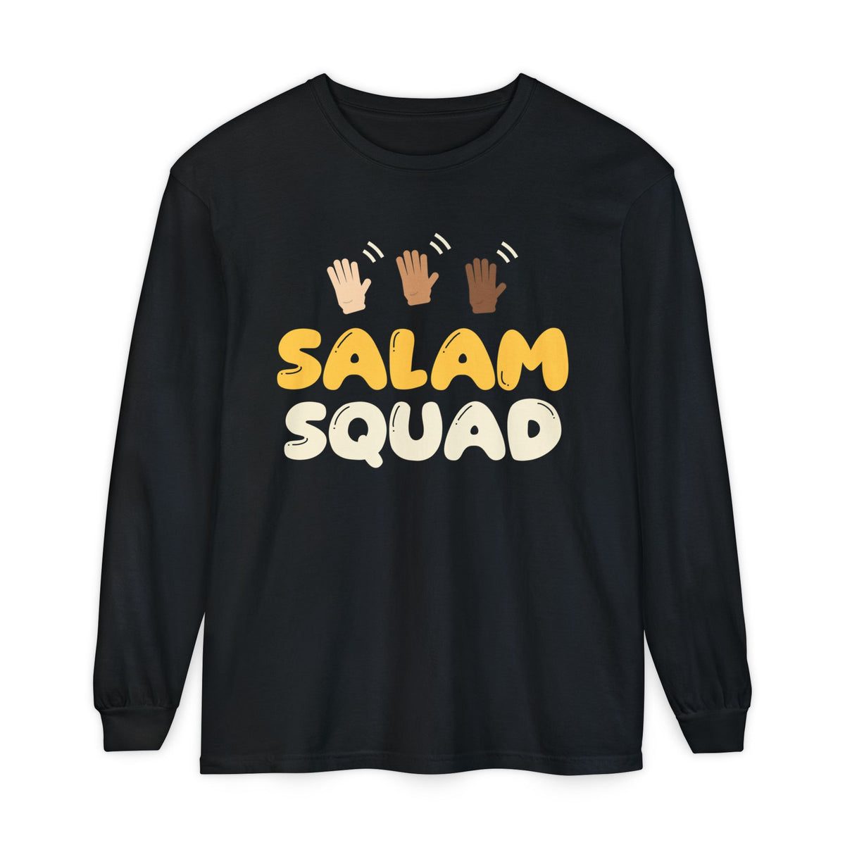 Salam Squad Islamic Long Sleeve Shirt | Muslim Kids Islamic Greeting Waving Hands | AdabStars Islamic Kids Apparel
