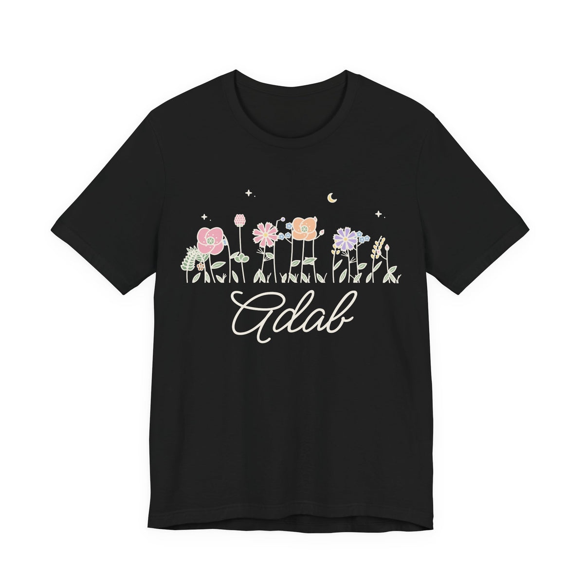 Adab Meadow Flowers Islamic Unisex T-Shirt in Black – AdabStars