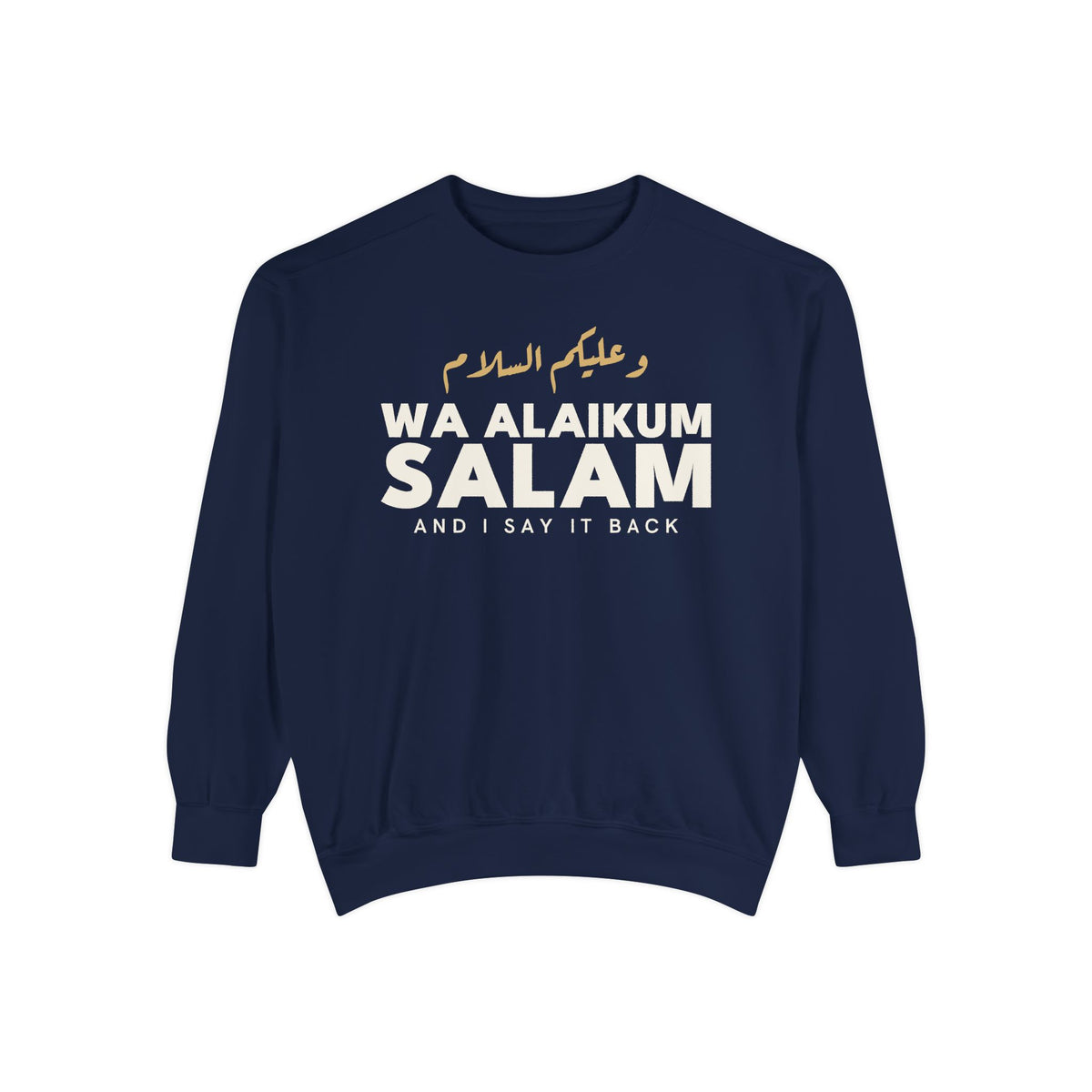 Wa Alaikum Salam Islamic Premium Sweatshirt in True Navy – AdabStars